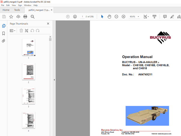 Cat BUCYRUS CH810B, CH816B, CH816LB, &amp; CH818 Operation Manual A6474X211 - PDF DOWNLOAD