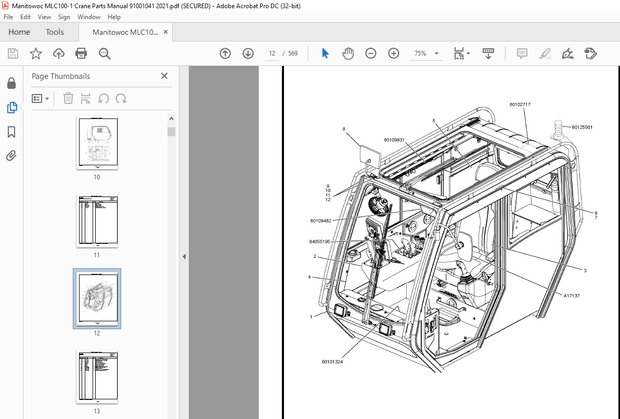Manitowoc Crane MLC100-1 Parts Manual SN 91001041 – PDF DOWNLOAD