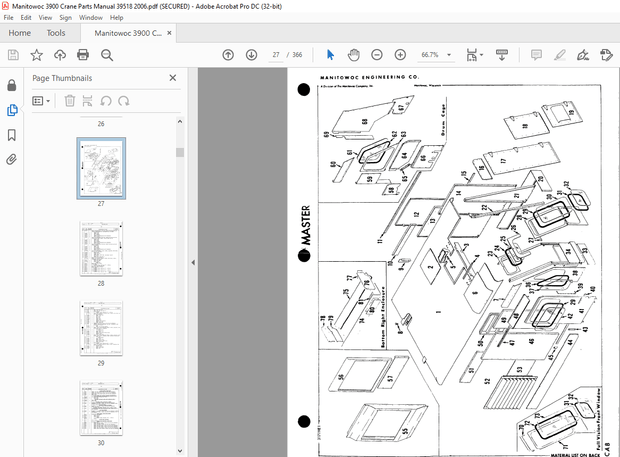 Manitowoc Traditional Crane 3900 Parts Manual SN 39518 PDF
