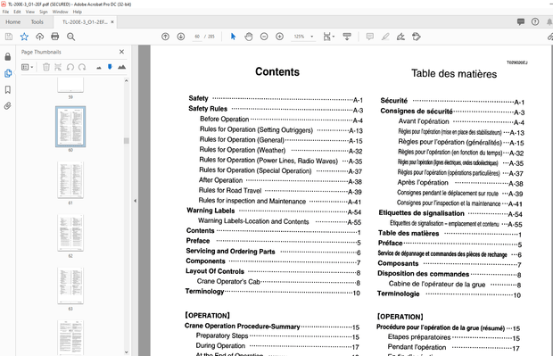Tadano Truck Crane TL-200E-3 Operation and Maintenance Manual PDF