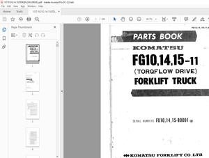 Komatsu FORKLIFT FG10,14,15-11 ( TORQFLOW DRIVE) Parts Manual - PDF DOWNLOAD