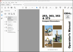 Gehl 253 303 353 &amp; 373 Compact Excavator Operator’s Manual 909772 – PDF DOWNLOAD