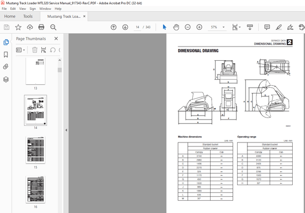 Mustang Track Loader MTL320 Service Manual (917343) – PDF DOWNLOAD