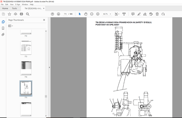 Tadano Crane TM-ZE260 41008401353A FRAME/HOOK-IN,SAFETY EYES(U) Parts Manual - PDF DOWNLOAD