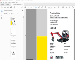 Wacker Neuson 3003 Crawler Excavator Parts Manual 1000128060 - PDF DOWNLOAD 