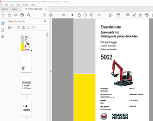 Wacker Neuson 5002 Crawler Excavator Parts Manual 1000015258 - PDF DOWNLOAD
