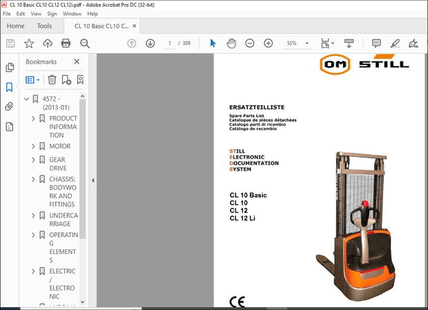 STILL CL 10 Basic CL10 CL12 CL12i Spare Parts Catalogue Manual – PDF DOWNLOAD