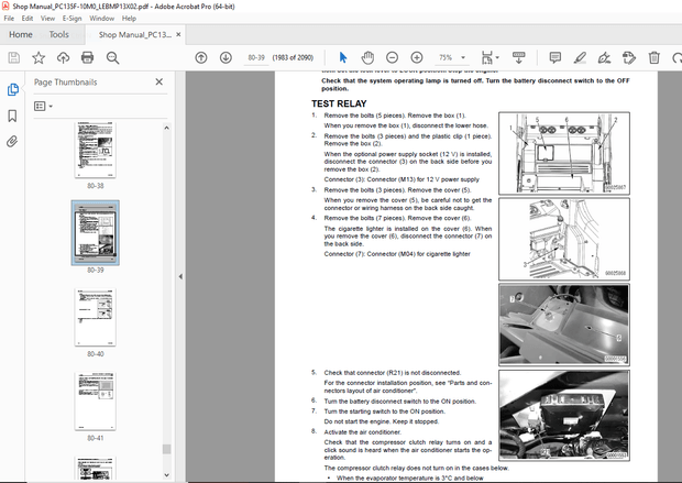 Komatsu PC135F-10M0 Hydraulic Excavator Repair Service Manual LEBMP13X02 - PDF DOWNLOAD