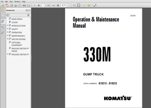 Komatsu 330M Dump Truck Operation &amp; Maintenance Manual SERIAL NUMBERS A10212 -A10223 PDF Download  
