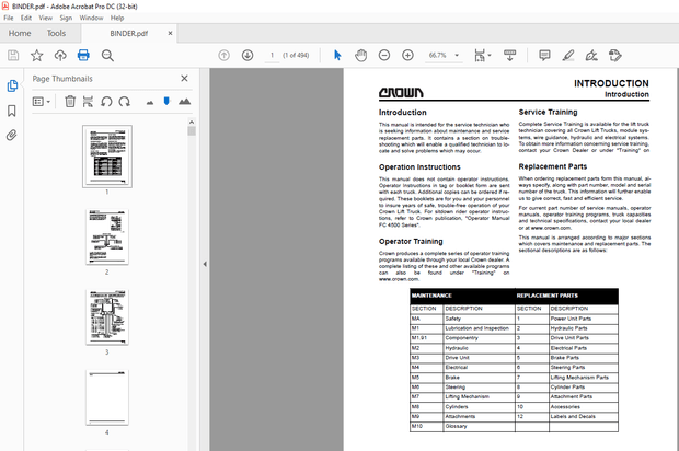 Crown Forklift FC 4500 Series Counter Balanced Service Manual – PDF DOWNLOAD