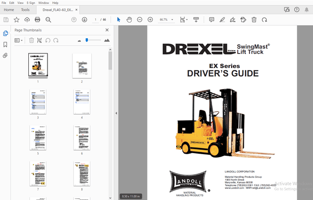 Drexel EX Series SwingMast Lift Truck Drivers Guide Manual  1417197 – PDF DOWNLOAD