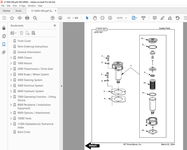 BT-Prime Mover RTX35/45 RTX30DR Electric Stand-Up Rider Truck Parts Manual - PDF DOWNLOAD
