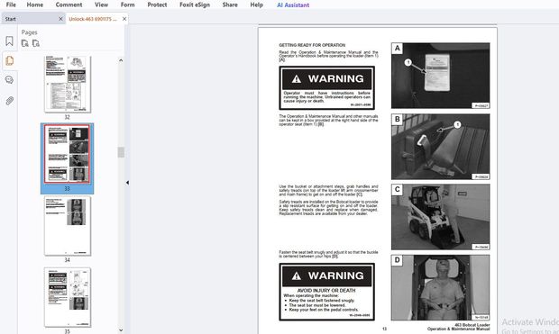 Bobcat 463 Operation &amp; Maintenance Manual 6901175 - PDF DOWNLOAD