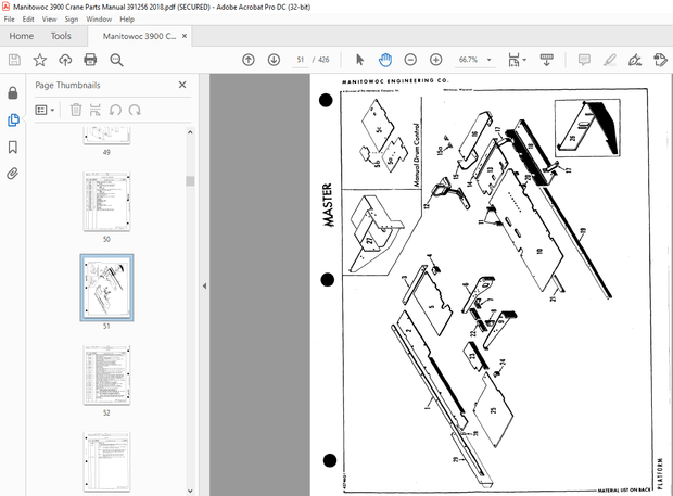 Manitowoc Traditional Crane 3900 Parts Manual SN 391256 – PDF DOWNLOAD