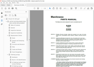 Manitowoc Traditional Crane M-80W Parts Manual SN 810004 PDF