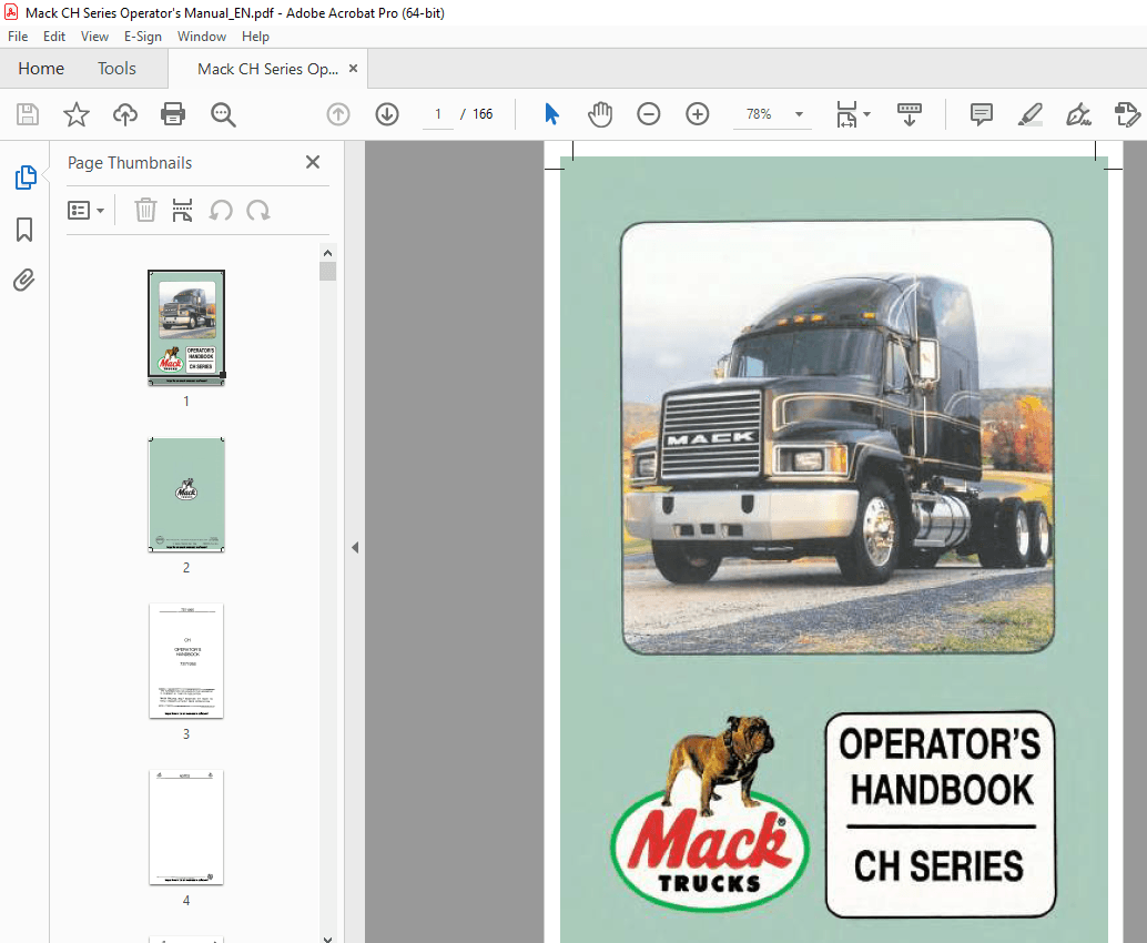 Mack Truck CH Series Operator's Manual - PDF DOWNLOAD
