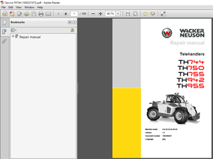 Wacker Neuson Telehandlers TH744 TH750 TH755 TH942 TH955 Repair Manual PDF DOWNLOAD