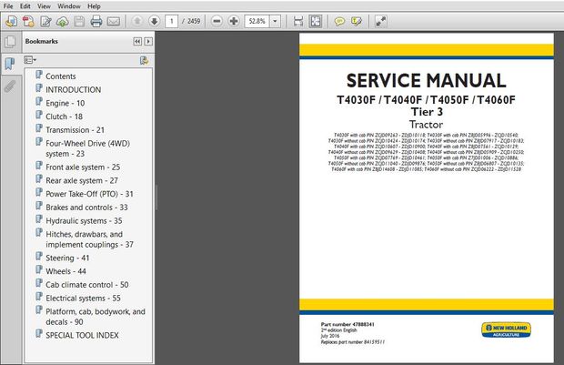 New Holland T4020V T4030V T4040V T4050V T4060V T4030N T4040N T4050N T4060N Tractor Service Manual –