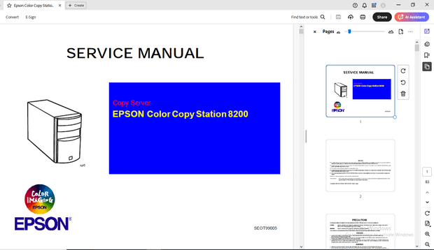 Epson Color Copy Station 8200 Copy Server Service Manual - PDF DOWNLOAD