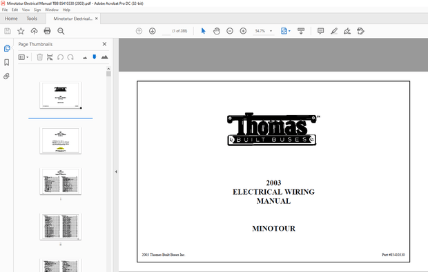 Thomas Built Buses MINOTOUR 2003 ELECTRICAL WIRING MANUAL  – PDF DOWNLOAD