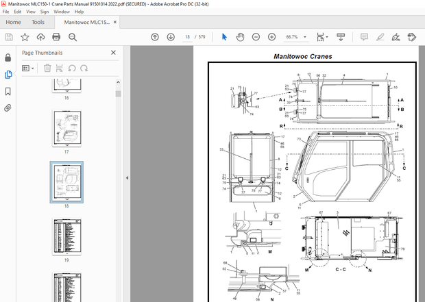 Manitowoc Crane MLC150-1 Parts Manual SN 91501014 – PDF DOWNLOAD