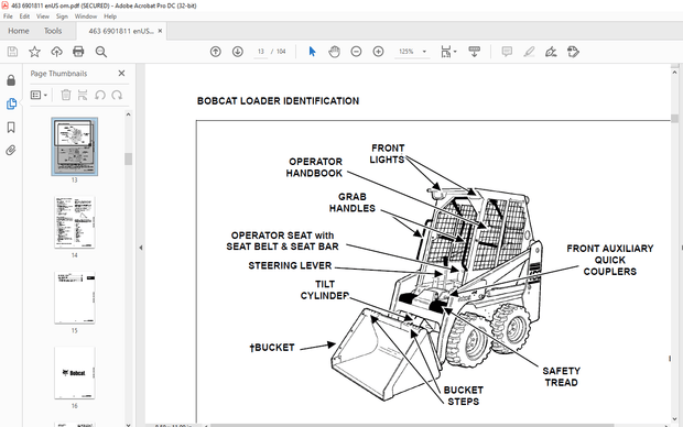 Bobcat 463 Loader Operation &amp; Maintenance Manual 6901811 - PDF DOWNLOAD