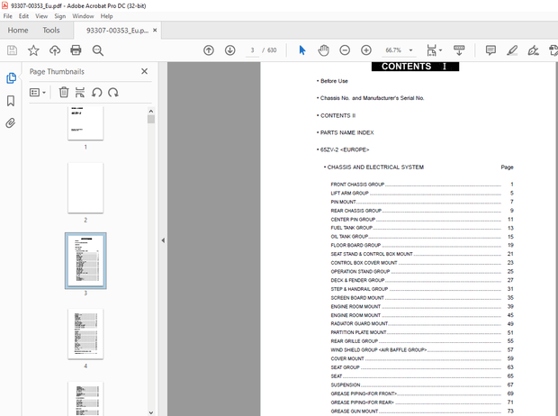 Kawasaki WHEEL LOADER 65ZV-2 PARTS MANUAL 93307-00353 - PDF DOWNLOAD
