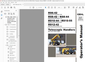 Gehl RS6-42 RS8-42 RS8-44 RS10-44 RS10-55 RS12-42 Telescopic Handlers Operator Manual 50960011 – PDF