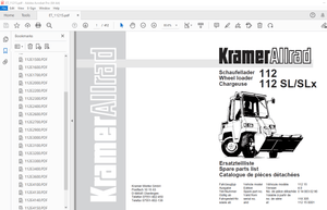 Kramer Allrad 112 112 SL/SLx Wheel Loader Parts Manual – PDF DOWNLOAD