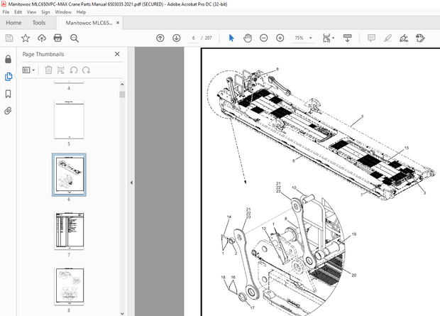 Manitowoc Crane MLC650VPC-MAX Parts Manual SN 6503035 – PDF DOWNLOAD