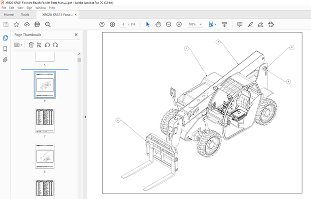 Xtreme Telehandler XR620-621 Forklift Parts Manual – PDF DOWNLOAD