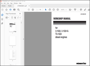 Komatsu 3.1522, 3.1524 &amp; T3.1524 Diesel Engine Workshop Manual 4799 008 M1 – PDF DOWNLOAD
