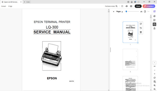 Epson LX-300 Epson Terminal Printer Service Manual - PDF DOWNLOAD