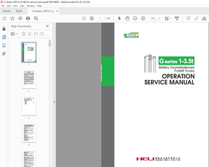 Heli Forklift G-Series 1-3.5T Battery Counterbalanced Forklift Trucks Operation Service Manual