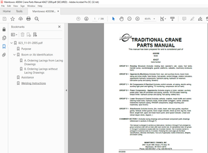 Manitowoc Traditional Crane 4000W Parts Manual SN 40427 PDF