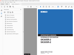 Kobelco SK30SR-2 SK35SR-2 Tier 4 Hydraulic Excavator Operator’s Manual – PDF DOWNLOAD