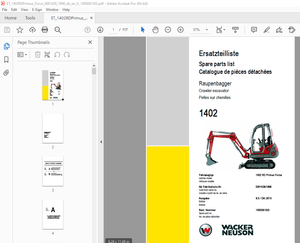Wacker Neuson 1402 Crawler Excavator Parts Manual 1000081303 - PDF DOWNLOAD
