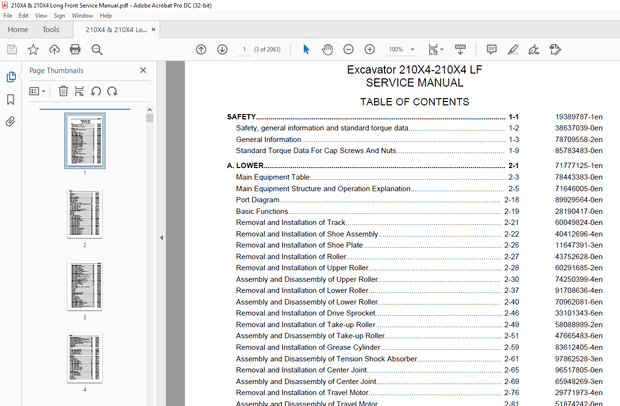 Link-Belt 210X4/210X4 LF Excavator REPAIR WORKSHOP MANUAL WLSM2107-05LX - PDF DOWNLOAD