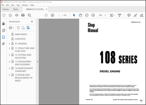 Komatsu 108 Series Diesel Engine Shop Manual SEBE62210103 – PDF DOWNLOAD