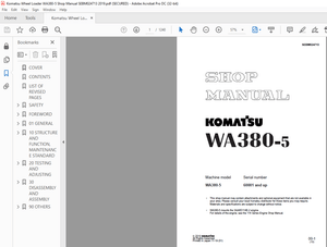 Komatsu WA380-5 Wheel Loader Shop Manual SEBM024713 – PDF DOWNLOAD