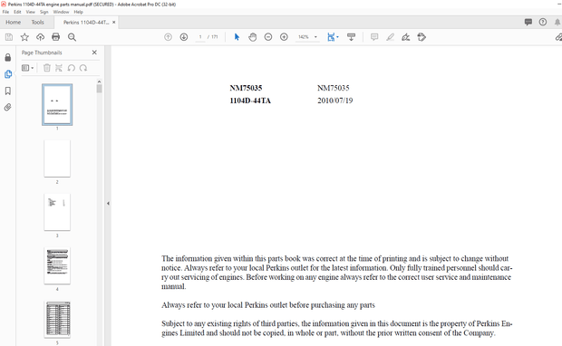 Heli Forklift Perkins 1204E-E44TA engine parts manual – PDF DOWNLOAD