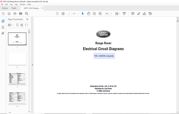 2006 Land Rover L322 Range Rover LHD Electrical Wiring Diagrams Manual – PDF DOWNLOAD