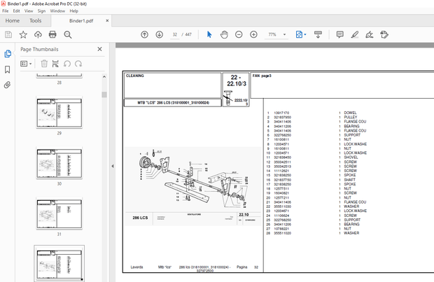 Laverda 286 LCS Agricultural Tractor Parts Manual 318100001-318100024 – PDF DOWNLOAD