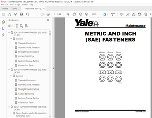 Yale Forklift A674 (GDP160-12EC, GDP180-7.5EC, GDP180-9EC, GDP160-9EC) Service Manual PDF