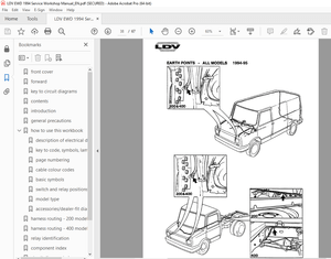 LDV Truck Electrics 1 Vehicle Wiring 1994 Service Workbook Manual - PDF DOWNLOAD 