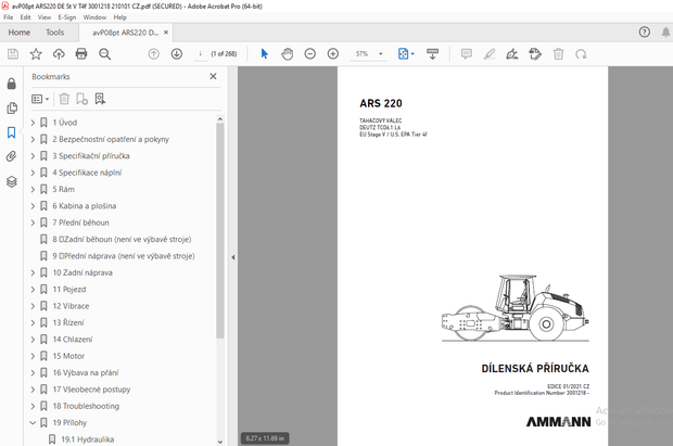 AMMANN ARS 220 TAHAČOVÝ VÁLEC DÍLENSKÁ PŘÍRUČKA 3001218 - PDF
