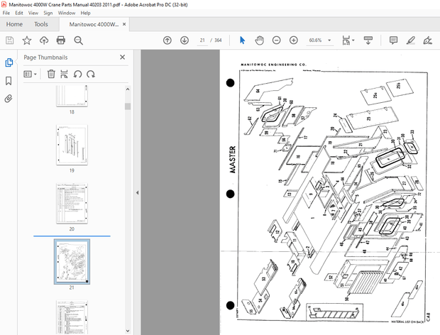 Manitowoc Crane 4000W Parts Manual SN 40203 – PDF DOWNLOAD