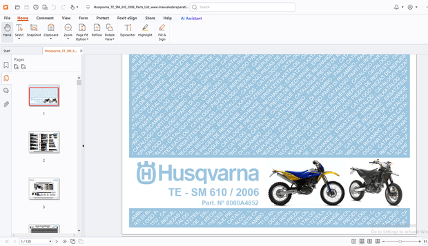 Husqvarna TE-SM 610/2006 Parts Manual - PDF DOWNLOAD