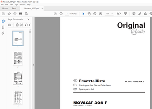 Pottinger Tractor Mower NOVACAT 306 F Operating instructions List of spare parts Manual - PDF 