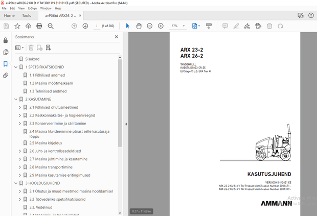 AMMANN ARX 23-2 ARX 26-2 TANDEMRULL KASUTUSJUHEND - PDF
